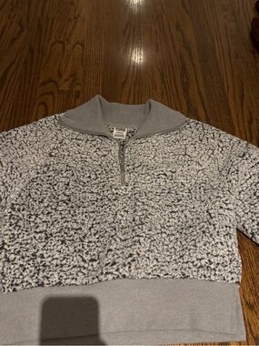 PINK Victoria's Secret Grey Leopard Sherpa Zip Jacket